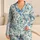 Turquoise Botanical Blooms for Relaxed Weekend Mornings and Serene Evening Lounging Satin Pajamas Set - 1