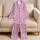Lavender Heart Motif Cozy Valentine Gift for Romantic Lounging and Sweet Bedtime Satin Pajamas Set - 5