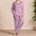 Lavender Heart Motif Cozy Valentine Gift for Romantic Lounging and Sweet Bedtime Satin Pajamas Set - 4