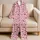 Tiny Burgundy Hearts on Blush Pink for Romantic Lounging and Cozy Nights for Her Satin Pajamas Set - 5