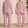 Tiny Burgundy Hearts on Blush Pink for Romantic Lounging and Cozy Nights for Her Satin Pajamas Set - 2
