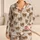 Cute Brown Bear Faces and Soft Taupe Stripes for Cozy Spring Mornings at Home Satin Pajamas Set - 1