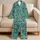 Spotted Wildcats and Garden Blooms for Cheerful Summer Lounging at Home Satin Pajamas Set - 5