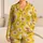 White Daisy Blooms on Golden Yellow for Sunny Summer Lounging and Coastal Getaways Satin Pajamas Set - 1