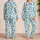 Green Seahorse and Blue Starfish Coastal Escape for Relaxed Summer Days by the Sea Satin Pajamas Set - 2