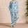Green Seahorse and Blue Starfish Coastal Escape for Relaxed Summer Days by the Sea Satin Pajamas Set - 4