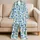 Green Seahorse and Blue Starfish Coastal Escape for Relaxed Summer Days by the Sea Satin Pajamas Set - 5