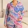 Pink And Periwinkle Heart Motifs for Cozy Romantic Lounging and Sweet Gift Giving Satin Pajamas Set - 1