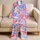 Pink And Periwinkle Heart Motifs for Cozy Romantic Lounging and Sweet Gift Giving Satin Pajamas Set - 5