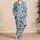 Blue Daisy And Red Heart Blooms For Cozy Romantic Evenings And Relaxed Weekends Satin Pajamas Set - 4