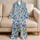 Blue Daisy And Red Heart Blooms For Cozy Romantic Evenings And Relaxed Weekends Satin Pajamas Set - 5