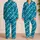 Luminous Teal Mermaid Scales for Coastal Getaways and Relaxed Weekend Style Gifts Satin Pajamas Set - 2