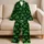 Emerald Botanical Leaves for Relaxed Lounge Evenings and Cozy Everyday Comfort at Home Satin Pajamas Set - 5