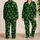 Emerald Botanical Leaves for Relaxed Lounge Evenings and Cozy Everyday Comfort at Home Satin Pajamas Set - 2