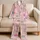Pastel Cherry Blossom Plaid for Cozy Lounging and Relaxed Evenings at Home for Women Satin Pajamas Set - 5