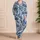 Blue Tropical Palm Leaves for Relaxed Weekend Lounging and Peaceful Coastal Getaways Satin Pajamas Set - 4