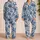 Blue Tropical Palm Leaves for Relaxed Weekend Lounging and Peaceful Coastal Getaways Satin Pajamas Set - 2
