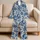 Blue Tropical Palm Leaves for Relaxed Weekend Lounging and Peaceful Coastal Getaways Satin Pajamas Set - 5