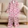 Fuchsia 67 Script Bow And Pink Stripes For Cozy Nights And Sweet Gift Giving Satin Pajamas Set - 5