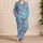 Vintage Aqua and Magenta Mandala Florals for Cozy Nights and Relaxed Evenings at Home Satin Pajamas Set - 4