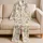 Watercolor Rabbit and Garden Blooms for Cozy Springtime Lounging Satin Pajamas Set - 5