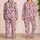 Blush Pink Leopard Spots and Bow Accents for Cozy Sweet-Edgy Giftable Evenings at Home Satin Pajamas Set - 2