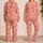 Coral Pink Palm Tree Stripes for Relaxed Tropical Beach Days and Getaways Satin Pajamas Set - 2