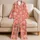 Coral Pink Palm Tree Stripes for Relaxed Tropical Beach Days and Getaways Satin Pajamas Set - 5