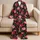 Pink Rose Blooms on Black for Romantic Evenings and Cozy Lounging Satin Pajamas Set - 5