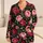Pink Rose Blooms on Black for Romantic Evenings and Cozy Lounging Satin Pajamas Set - 1