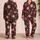 Pink Rose Blooms on Black for Romantic Evenings and Cozy Lounging Satin Pajamas Set - 2