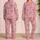 Blush Pink Palm Fan Motifs for Relaxed Tropical Nights and Cozy Lounging Satin Pajamas Set - 2