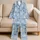 Powder Blue Ivory Stars for Cozy Nights and Relaxed Lounging at Home Satin Pajamas Set - 5