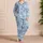 Powder Blue Ivory Stars for Cozy Nights and Relaxed Lounging at Home Satin Pajamas Set - 4