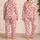 Pink Daisy Blooms with Gray Striped Centers for Cozy Lounging and Relaxed Home Style Satin Pajamas Set - 2