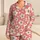 Pink Daisy Blooms with Gray Striped Centers for Cozy Lounging and Relaxed Home Style Satin Pajamas Set - 1