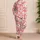Pink Daisy Blooms with Gray Striped Centers for Cozy Lounging and Relaxed Home Style Satin Pajamas Set - 4