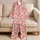 Pink Daisy Blooms with Gray Striped Centers for Cozy Lounging and Relaxed Home Style Satin Pajamas Set - 5