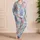 Blue And Pink Paisley Patchwork Charm For Relaxed Weekend Lounging At Home Gift Satin Pajamas Set - 4