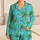 Watercolor Palm Grove in Bright Cyan for Tropical Resort Lounging and Coastal Getaways Satin Pajamas Set - 1