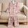 Rosy Santa And Snowflake Christmas Cheer For Cozy Holiday Evenings Satin Pajamas Set - 5