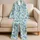 Blue Tropical Palms and Lush Blooms for Relaxed Weekend Lounging and Getaways Satin Pajamas Set - 5