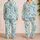 Blue Tropical Palms and Lush Blooms for Relaxed Weekend Lounging and Getaways Satin Pajamas Set - 2