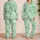 Mint Clover Cloud Motifs for Cozy Lounging and Relaxed Home Days Satin Pajamas Set - 2