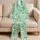 Mint Clover Cloud Motifs for Cozy Lounging and Relaxed Home Days Satin Pajamas Set - 5