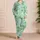 Mint Clover Cloud Motifs for Cozy Lounging and Relaxed Home Days Satin Pajamas Set - 4