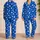 Ivory Stars On Cobalt Blue For Cozy Lounging And Relaxed Weekend Evenings Satin Pajamas Set - 2