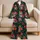 Floral Sugar Skull Motifs for Cozy Día de los Muertos Evenings and Relaxed Lounging Satin Pajamas Set - 5