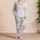 Watercolor Wildflower Sprigs for Cozy Cottage Evenings and Relaxed Home Lounging Satin Pajamas Set - 4