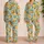 Orange Citrus and Blue Blossom Motif for Fresh, Cheerful Lounging and Relaxation Satin Pajamas Set - 2